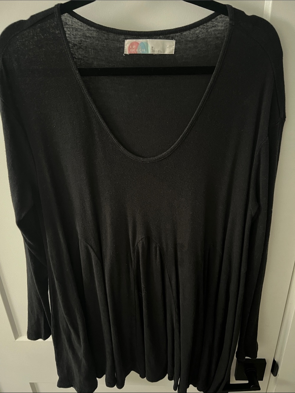 Free People Beach Lightweight Black Long-Sleeve Women's Tunic /mini dress size S